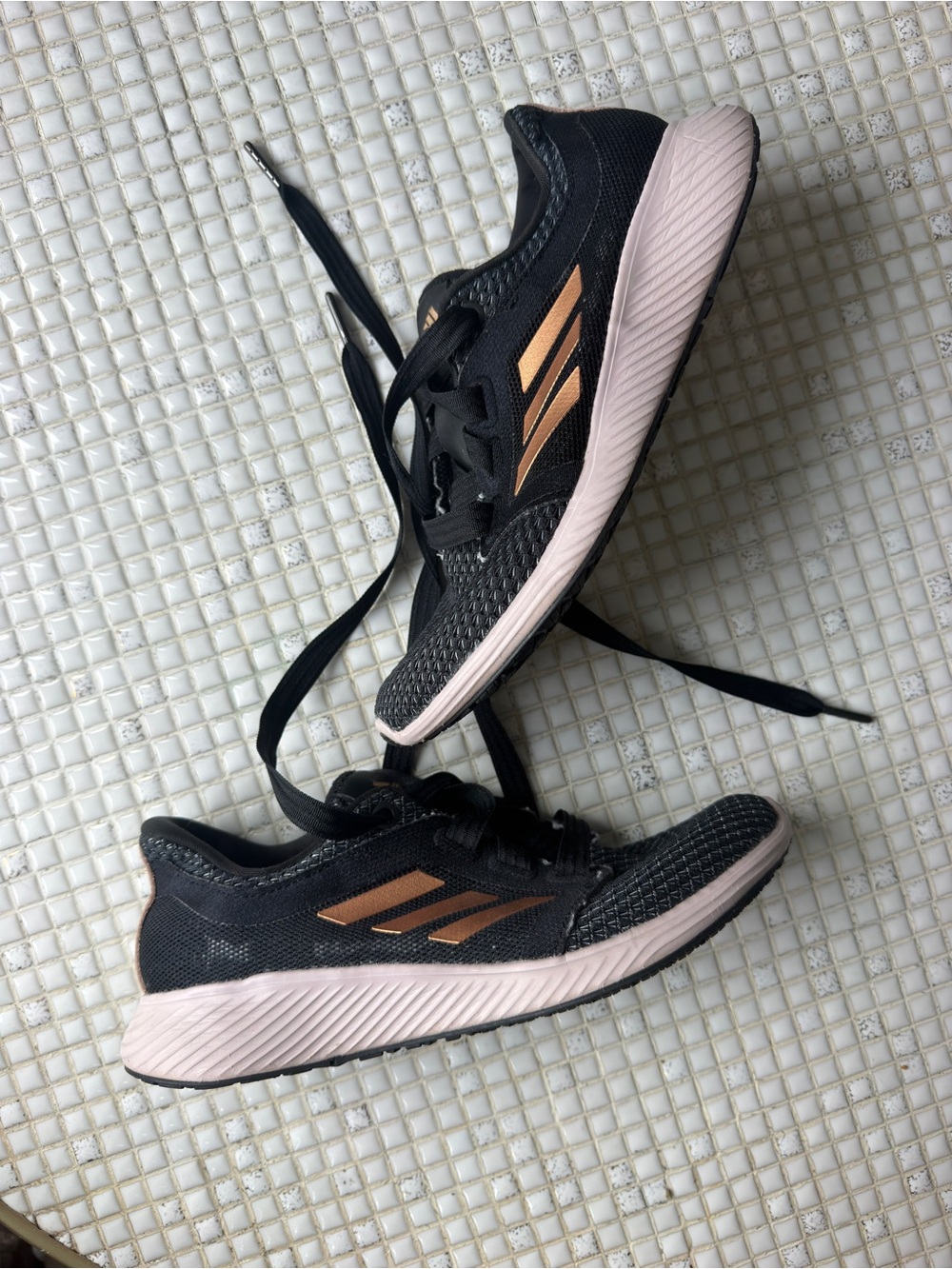 adidas Black and Rose Gold Women’s Athletic Running Shoes